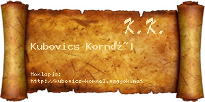 Kubovics Kornél névjegykártya